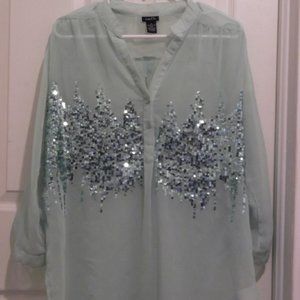 Rue 21 Blue Sheer Blouse Top